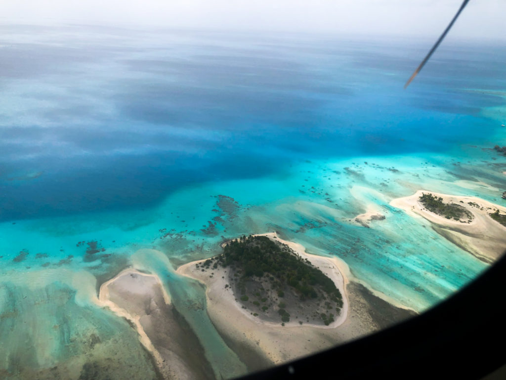 Rangiroa atoll view from plane window