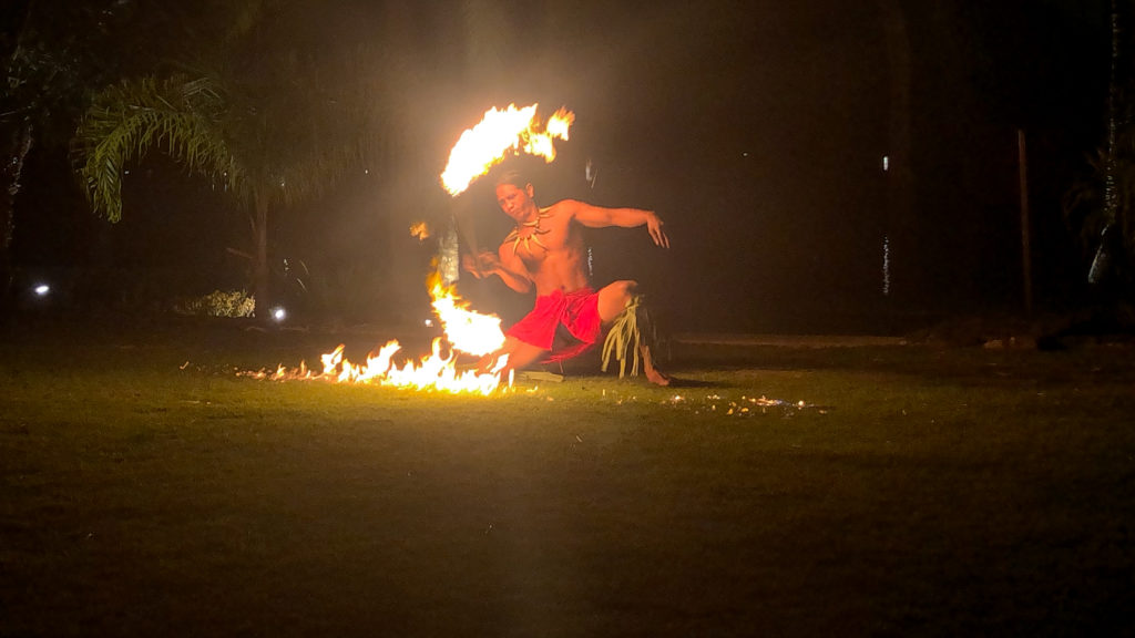 Traditional Polynesian Fire dance in Bora Bora Four Seasons Resort